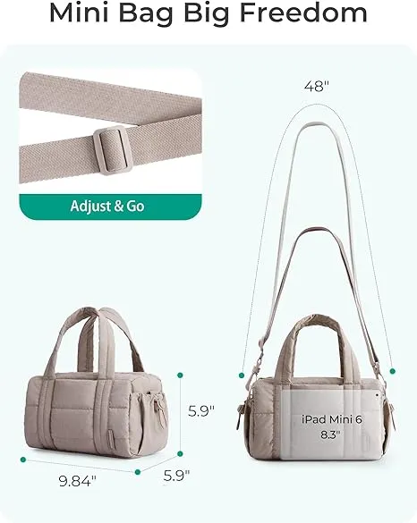 BAGSMART Reiki Mini Gym Bag for Women, Small Duffle Bag with Detachable Strap, Mini Crossbody Bags for Women, 5L Shoulder Bag(9.8 * 5.9 * 5.9 inches), Sand Brown