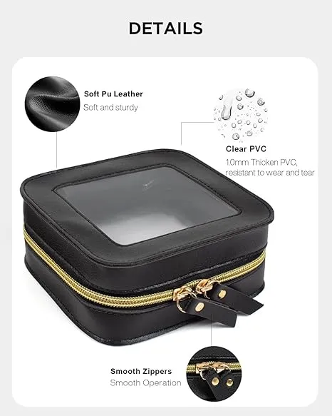 LETGO Mini Clear Makeup Bag for Purse Essentials - Car Accessory, Toiletry Bag for Women & Men (Clear Black)