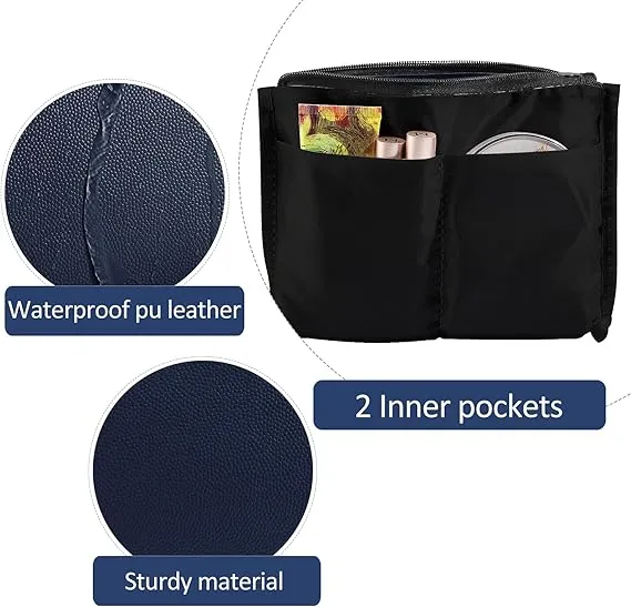 Cosmetic Bags for Women Small Makeup Bag for Purse Pu Leather Makeup Pouch Travel Makeup Bag with Zipper Make Up Bag for Travelling (Dark Blue)