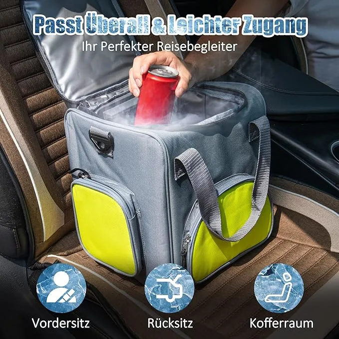 GiTenvy 15-Quarts Car Cooler for Travel Plug In, 14L Small Electric Cooler, 12V Mini Car Fridge Portable Refrigerator for Camping, Soft Sided (12V 50.1W)