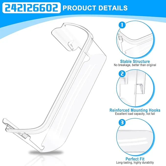 UPGRADED 242126602 Refrigerator Door Bin Shelf Replacement For Frigidaire Shelf Replacement - Side Shelf Rack Parts LFSS2612TF4 Frigidaire Door Bin AP6278233 PS12364199, Fit Bottom Replacemen