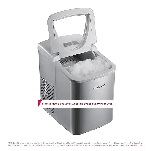 Frigidaire 26 Lbs per Day Portable Compact Maker, Ice Making Machine, Stainless, Medium