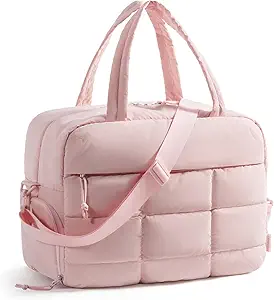 BAGSMART Small Gym Bag for Women, Carry on Travel Duffel Bag, Water-resistant Weekender with Shoe Compartment, Light Pink