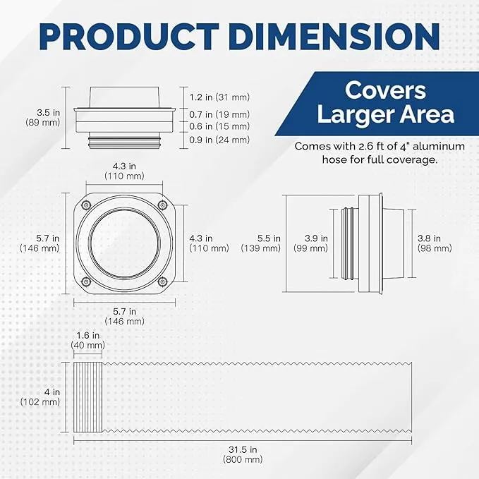 Magnetic Dryer Vent Coupling DV180 - Airtight Seal, Quick-Connect & Easy Clean, Strong Magnet Self-Alignment, Includes 4 Duct and two Clamps"