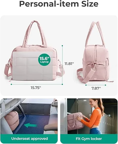 BAGSMART Small Gym Bag for Women, Carry on Travel Duffel Bag, Water-resistant Weekender with Shoe Compartment, Light Pink