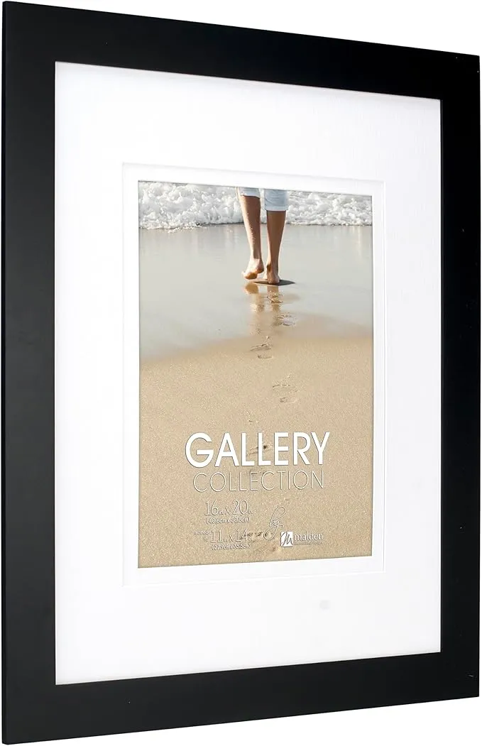 Malden 16x20 Matted Picture Frame - Made to Display Pictures 11x14 with Mat, or 16x20 without Mat -Black
