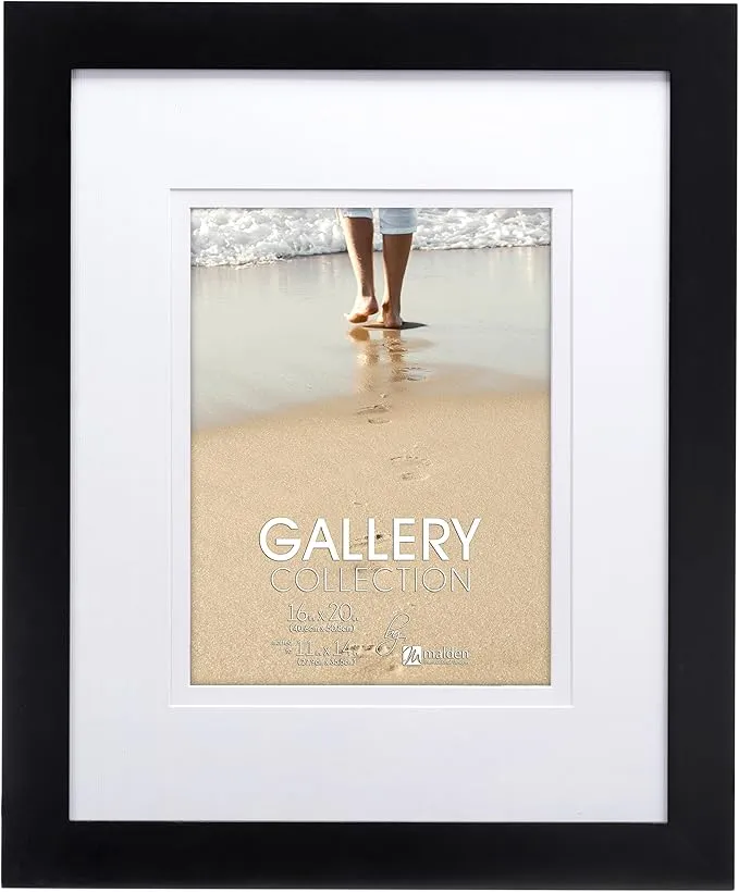 Malden 16x20 Matted Picture Frame - Made to Display Pictures 11x14 with Mat, or 16x20 without Mat -Black