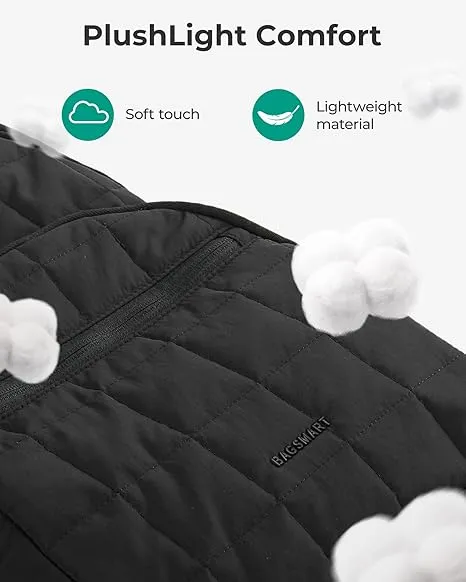 BAGSMART College Laptop Backpack, Travel Backpack for Women, Quilted Casual Daypack, Water-Resistant Bookbag for 15.6 Inch Laptop, Black