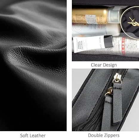 LETGO 2Pack Clear Makeup Bags, TSA Approved Toiletry Bag with Zipper, Clear Makeup Organizer Fit Carry-on Travel Car Accessories Essentials for Women (2Pack-White Set)