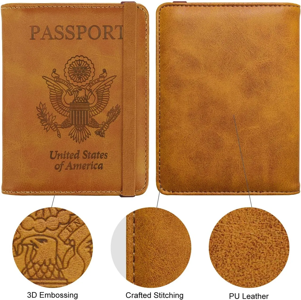 WALNEW Passport Holder for Travel, RFID Passport Cover Wallet for Women Men, PU Leather Passport Book Card Holder Case with Pen, Travelling Essentials for Flying