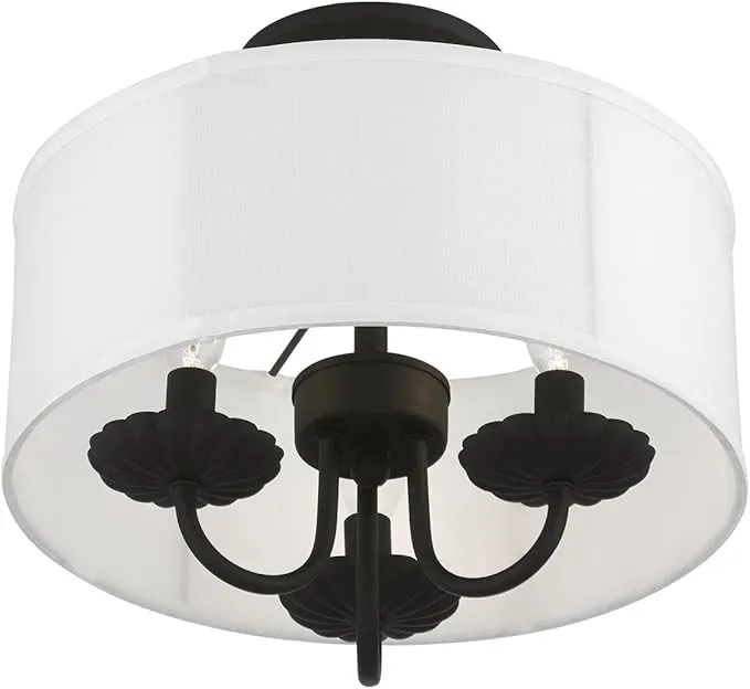 Livex Lighting, 42987-04, Brookdale, Semi-Flush, Black