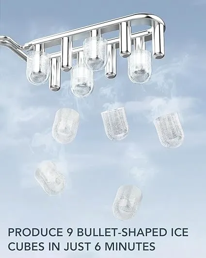 Ice Maker Countertop, Efficient Easy Carry Ice Machine, Self-Cleaning Ice Maker with Ice Scoop & Basket, 9pcs/ 8mins 26.6Lbs Per Day for Home/Office/Kitchen,Black