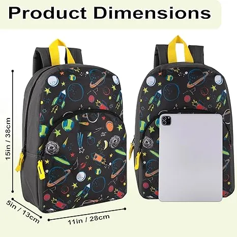 Trail maker 15 Inch Kids Backpacks for Boys & Girls | Preschool, Kindergarten, Elementary School Backpacks with Adjustable, Padded Straps (Stellar Space)
