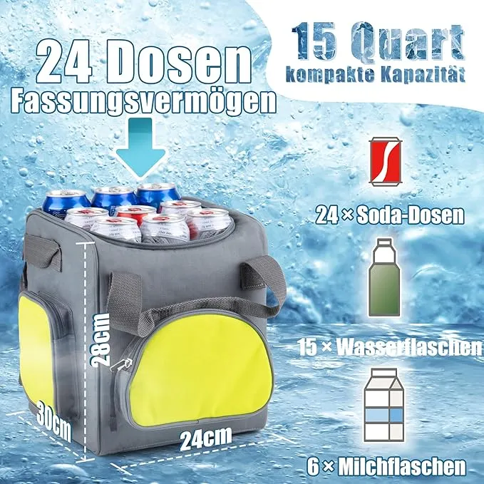 GiTenvy 15-Quarts Car Cooler for Travel Plug In, 14L Small Electric Cooler, 12V Mini Car Fridge Portable Refrigerator for Camping, Soft Sided (12V 50.1W)