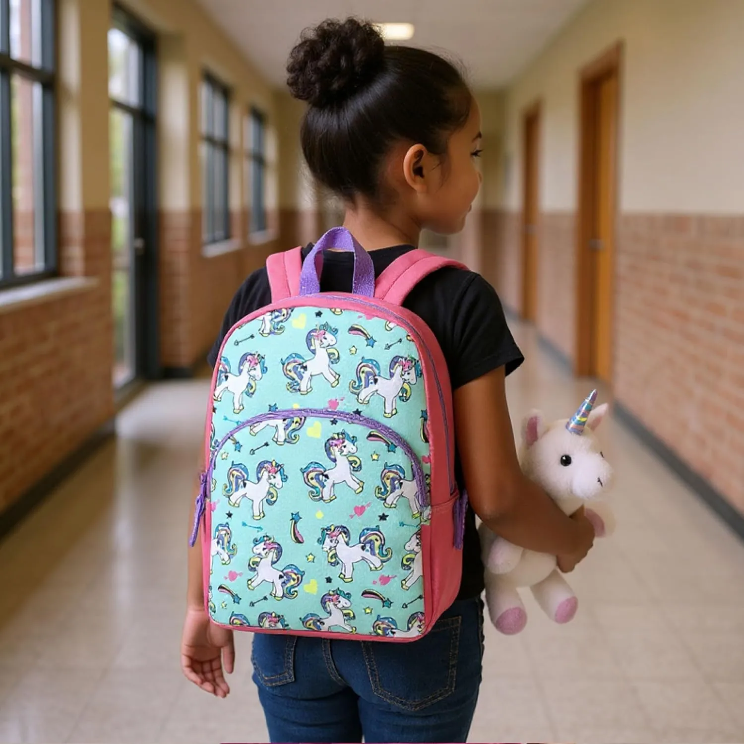 15 Inch Kids Backpacks for Boys & Girls | Preschool, Kindergarten, Elementary School Backpacks with Adjustable, Padded Straps (Upbeat Unicorns)