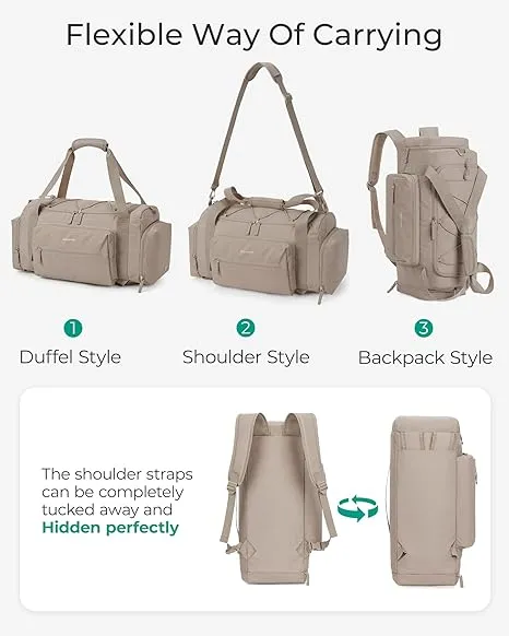 BAGSMART 4-IN-1 Gym Bag for Women, TSA Lightweight Duffle Bag for Travel with Shoe Compartment & Wet Pocket, 30L Carry On Weekender Bags for Women,Water Resistant Travel Duffel Backpack,Camel