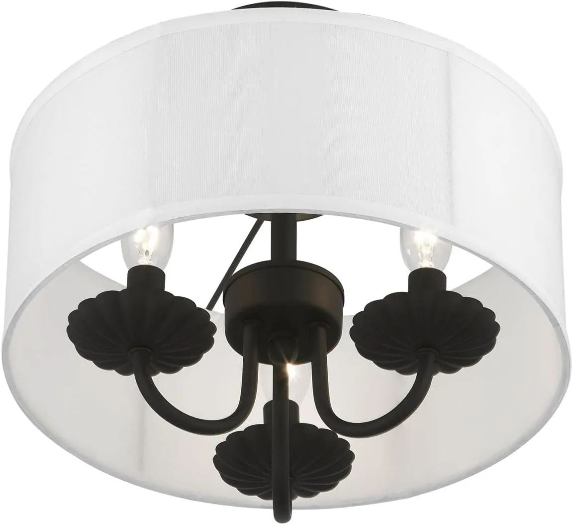 Livex Lighting, 42987-04, Brookdale, Semi-Flush, Black