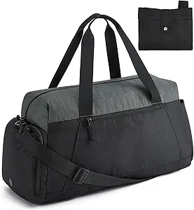 BAGSMART Gym Bags for Men, Foldable Sports Duffle Bag, Lightweight Weekender Duffel Bag With Shoe Compartment, Water Resistant Workout Duffle Sports Bag for Travel Fitness Swimming Yoga, Grey