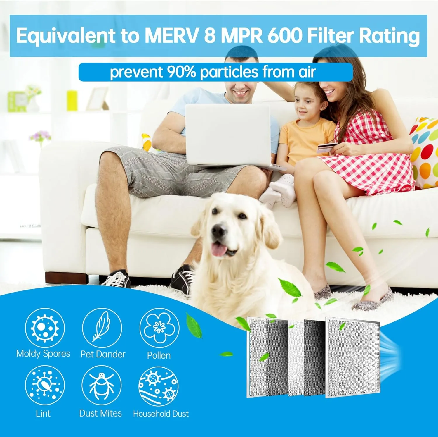 UBeesize 24x30x1 Reusable Electrostatic Air Filter HVAC AC Furnace Filter,MERV 8,Washable, Lasts a Lifetime,Permanent Air Filter,Breathe Fresher,Home And Office(Actual Size:23.78x29.84x0.8 In