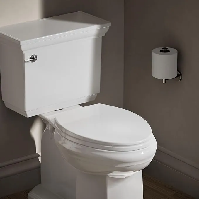 KOHLER 20110-0 Brevia, Slow Close Toilet Seat, Elongated Toilet Seat, Grip-Tight Bumpers Quick-Attach Hardware, White