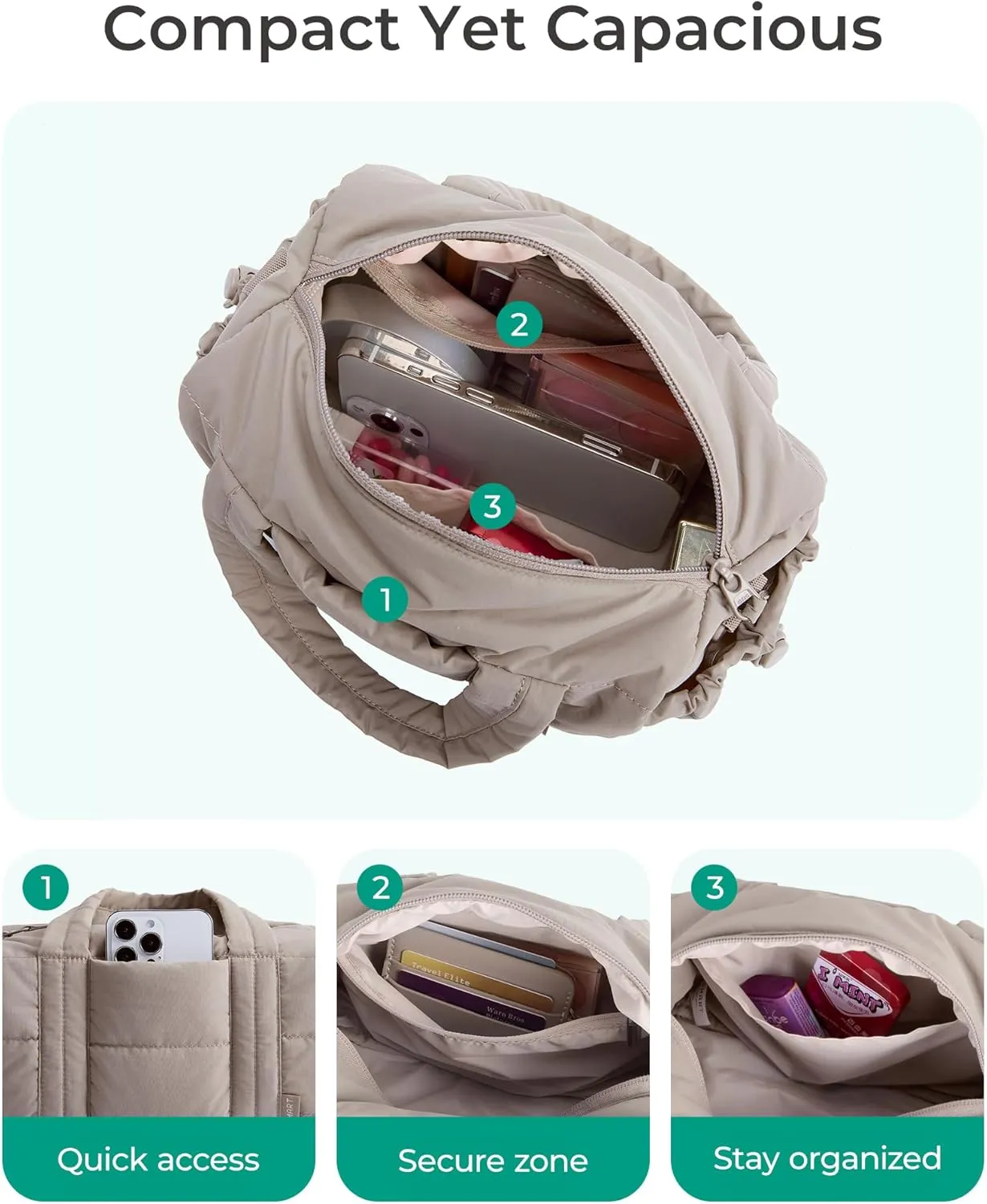 BAGSMART Reiki Mini Gym Bag for Women, Small Duffle Bag with Detachable Strap, Mini Crossbody Bags for Women, 5L Shoulder Bag(9.8 * 5.9 * 5.9 inches), Sand Brown