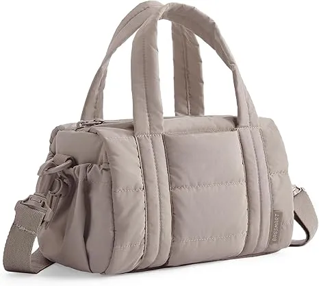 BAGSMART Reiki Mini Gym Bag for Women, Small Duffle Bag with Detachable Strap, Mini Crossbody Bags for Women, 5L Shoulder Bag(9.8 * 5.9 * 5.9 inches), Sand Brown