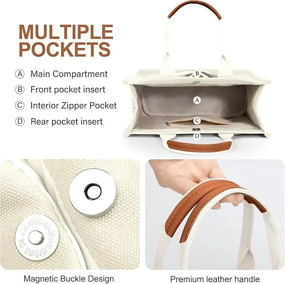 LHMTQVK Canvas Tote Bag for Women Crossbody Bag Purses Tote Bags with Pockets Travel Everyday Bag Work Bags Handbags(Blue)