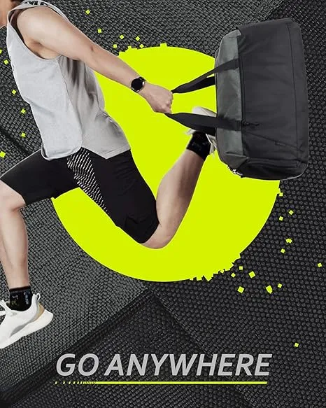 BAGSMART Gym Bags for Men, Foldable Sports Duffle Bag, Lightweight Weekender Duffel Bag With Shoe Compartment, Water Resistant Workout Duffle Sports Bag for Travel Fitness Swimming Yoga, Grey