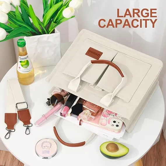 LHMTQVK Canvas Tote Bag for Women Crossbody Bag Purses Tote Bags with Pockets Travel Everyday Bag Work Bags Handbags(Blue)