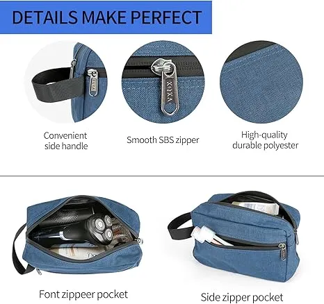 XQXA Toiletry Bag for Men, Hanging Dopp Kit Travel Bag for Men Women, Mens Travel Bag Shaving Bag for Toiletries Accessories (Navy Blue)