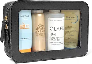 LETGO 2Pack Clear Makeup Bags, TSA Approved Toiletry Bag with Zipper, Clear Makeup Organizer Fit Carry-on Travel Car Accessories Essentials for Women (2Pack-White Set)