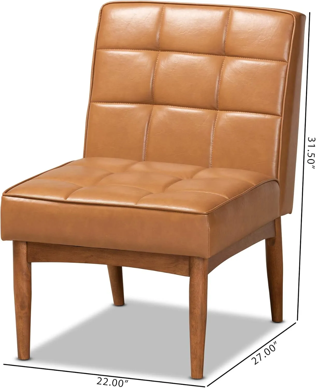 Baxton Studio Sanford Dining Chair Tan Faux Leather Upholstered and Walnut Brown Finished Wood Dining Chair