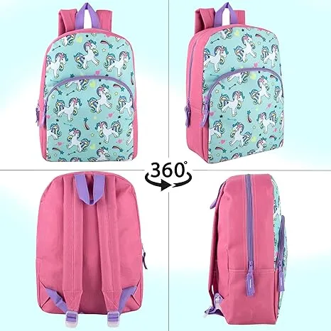 15 Inch Kids Backpacks for Boys & Girls | Preschool, Kindergarten, Elementary School Backpacks with Adjustable, Padded Straps (Upbeat Unicorns)