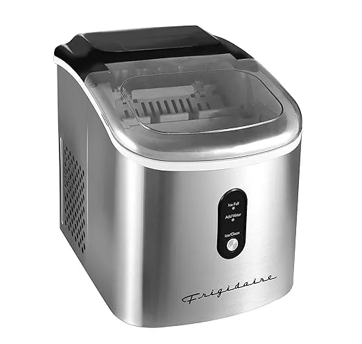 Frigidaire EFIC103-AMZ-SC Counter Top Maker with Over-Sized Ice Bucket, Stainless Steel, Self Cleaning Function, Heavy Duty, Stainless
