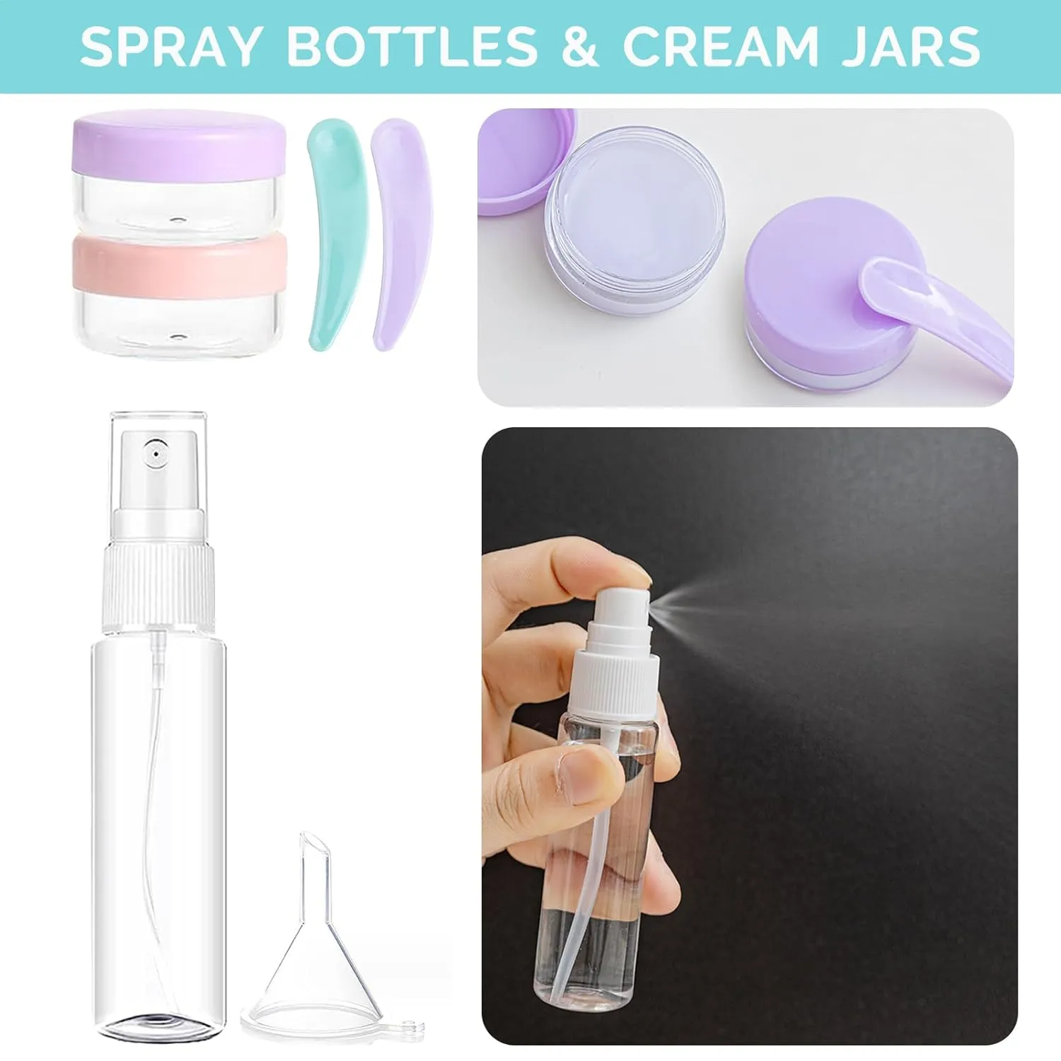 DEWSENSI 20 Pack Travel Bottles Set for Toiletries TSA Approved, Leak Proof Travel Size Containers Kit Portable Refillable Travel Accessories for Shampoo Conditioner Lotion Liquids