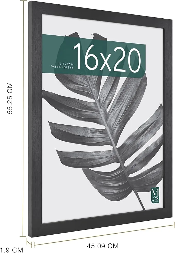 MCS Studio Gallery 16x20 Poster Frame Black Woodgrain, Vertical & Horizontal Wall Hanging Large Picture Frame for Photos, Posters & Art Prints (1-Pack)