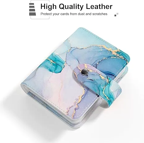 Rouidr Business Card Organizer, RFID Business Card Holder, Small Slim Leather Cards Book, Pocket Name Card Holder Wallet for Women, Colorful Ink Marble