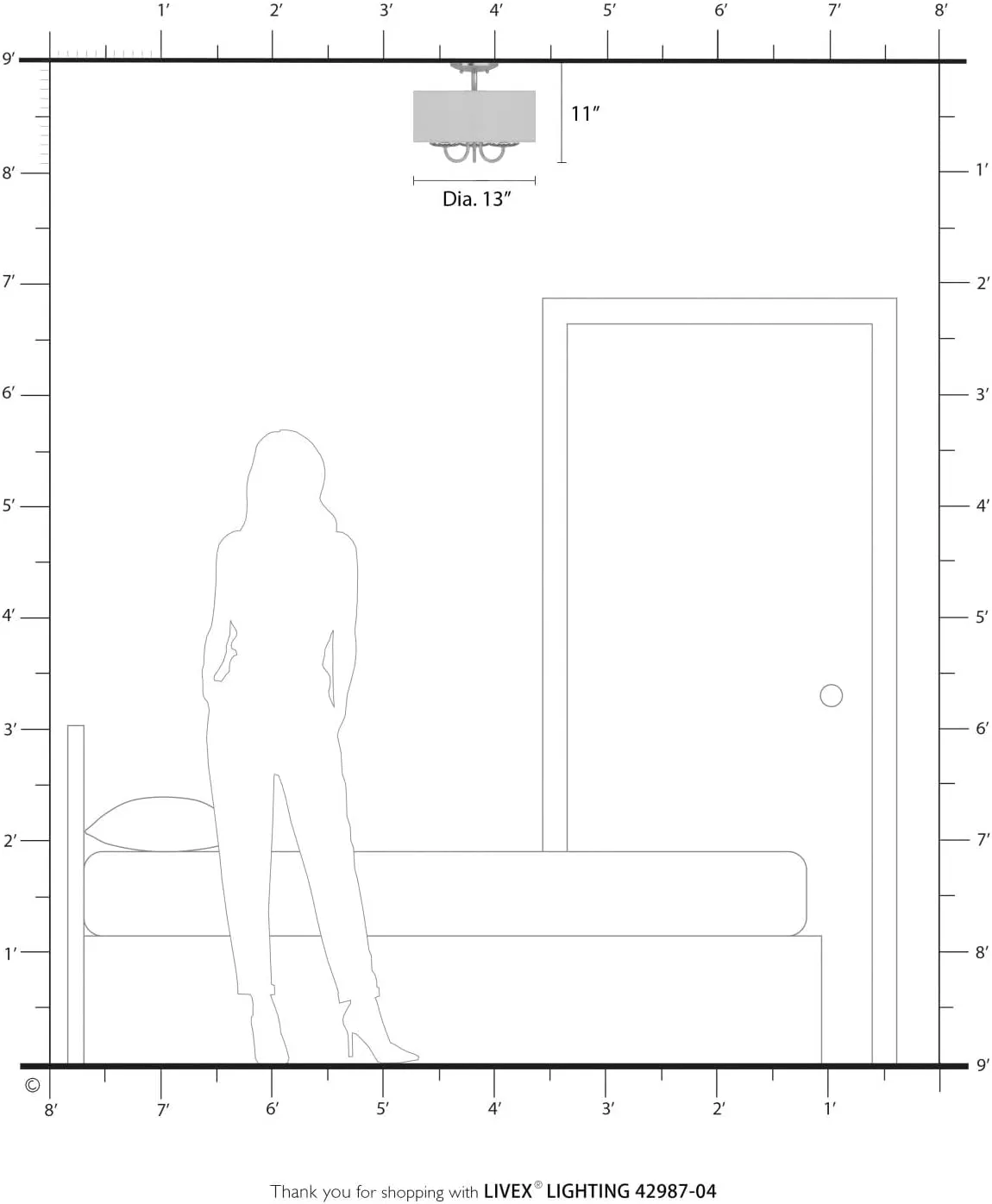 Livex Lighting, 42987-04, Brookdale, Semi-Flush, Black