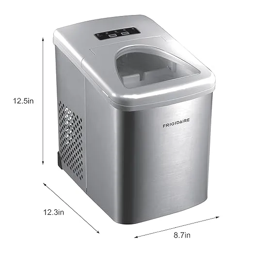 Frigidaire 26 Lbs per Day Portable Compact Maker, Ice Making Machine, Stainless, Medium