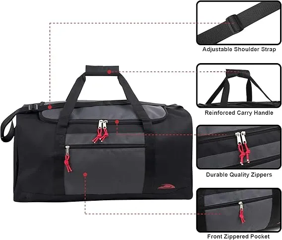 55 Liter, 24 Inch Lightweight Canvas Duffle Bags for Men & Women For Traveling, the Gym, and as Sports Equipment Bag/Organizer (Black 3)
