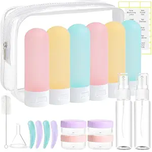 DEWSENSI 20 Pack Travel Bottles Set for Toiletries TSA Approved, Leak Proof Travel Size Containers Kit Portable Refillable Travel Accessories for Shampoo Conditioner Lotion Liquids