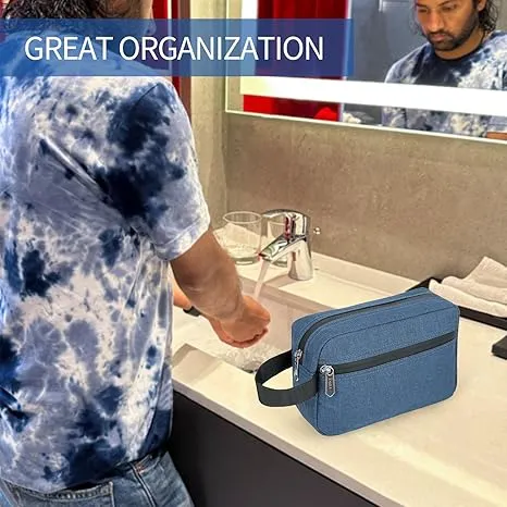 XQXA Toiletry Bag for Men, Hanging Dopp Kit Travel Bag for Men Women, Mens Travel Bag Shaving Bag for Toiletries Accessories (Navy Blue)