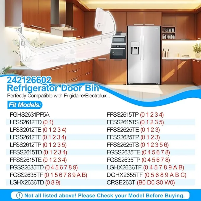 UPGRADED 242126602 Refrigerator Door Bin Shelf Replacement For Frigidaire Shelf Replacement - Side Shelf Rack Parts LFSS2612TF4 Frigidaire Door Bin AP6278233 PS12364199, Fit Bottom Replacemen