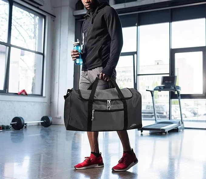 55 Liter, 24 Inch Lightweight Canvas Duffle Bags for Men & Women For Traveling, the Gym, and as Sports Equipment Bag/Organizer (Black 3)