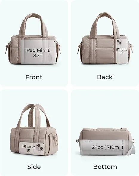 BAGSMART Reiki Mini Gym Bag for Women, Small Duffle Bag with Detachable Strap, Mini Crossbody Bags for Women, 5L Shoulder Bag(9.8 * 5.9 * 5.9 inches), Sand Brown