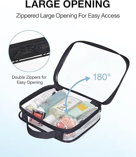 BAGSMART Clear Toiletry Bag, TSA Approved Travel Toiletry Bag Carry On Travel Accessories Bag Airport Airline Quart Size Bags water-resistant Makeup Bag for Women