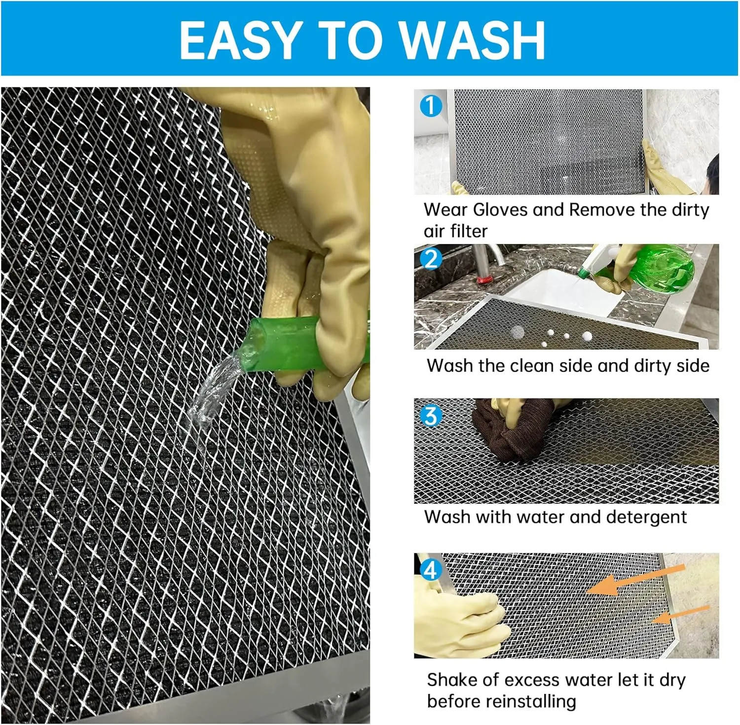 UBeesize 24x30x1 Reusable Electrostatic Air Filter HVAC AC Furnace Filter,MERV 8,Washable, Lasts a Lifetime,Permanent Air Filter,Breathe Fresher,Home And Office(Actual Size:23.78x29.84x0.8 In