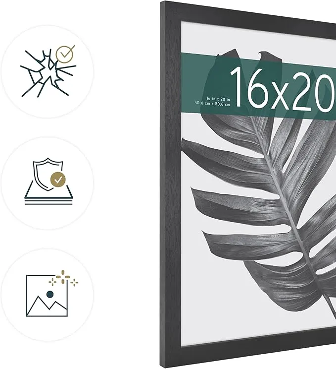 MCS Studio Gallery 16x20 Poster Frame Black Woodgrain, Vertical & Horizontal Wall Hanging Large Picture Frame for Photos, Posters & Art Prints (1-Pack)