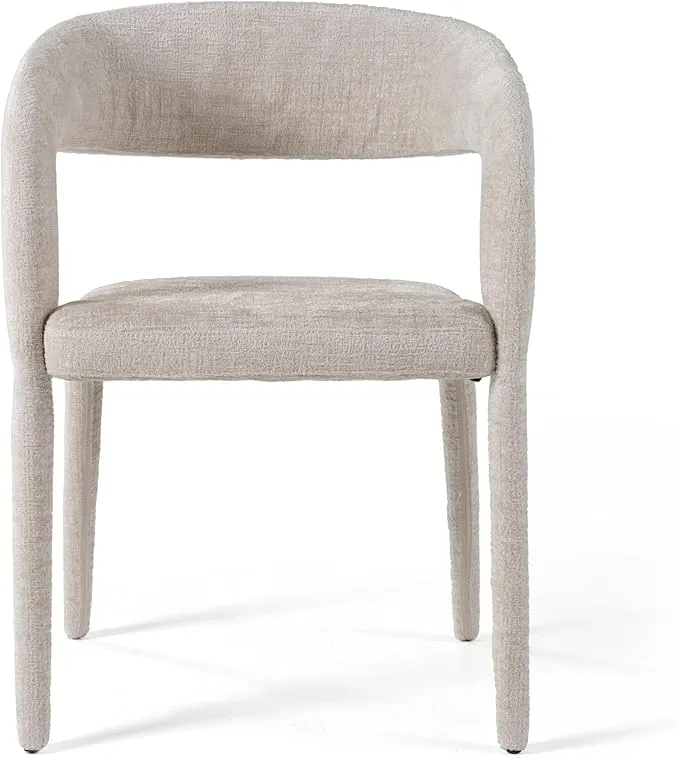 Limari Home Leoton Collection Modern Fabric Dining Chair, Light Grey