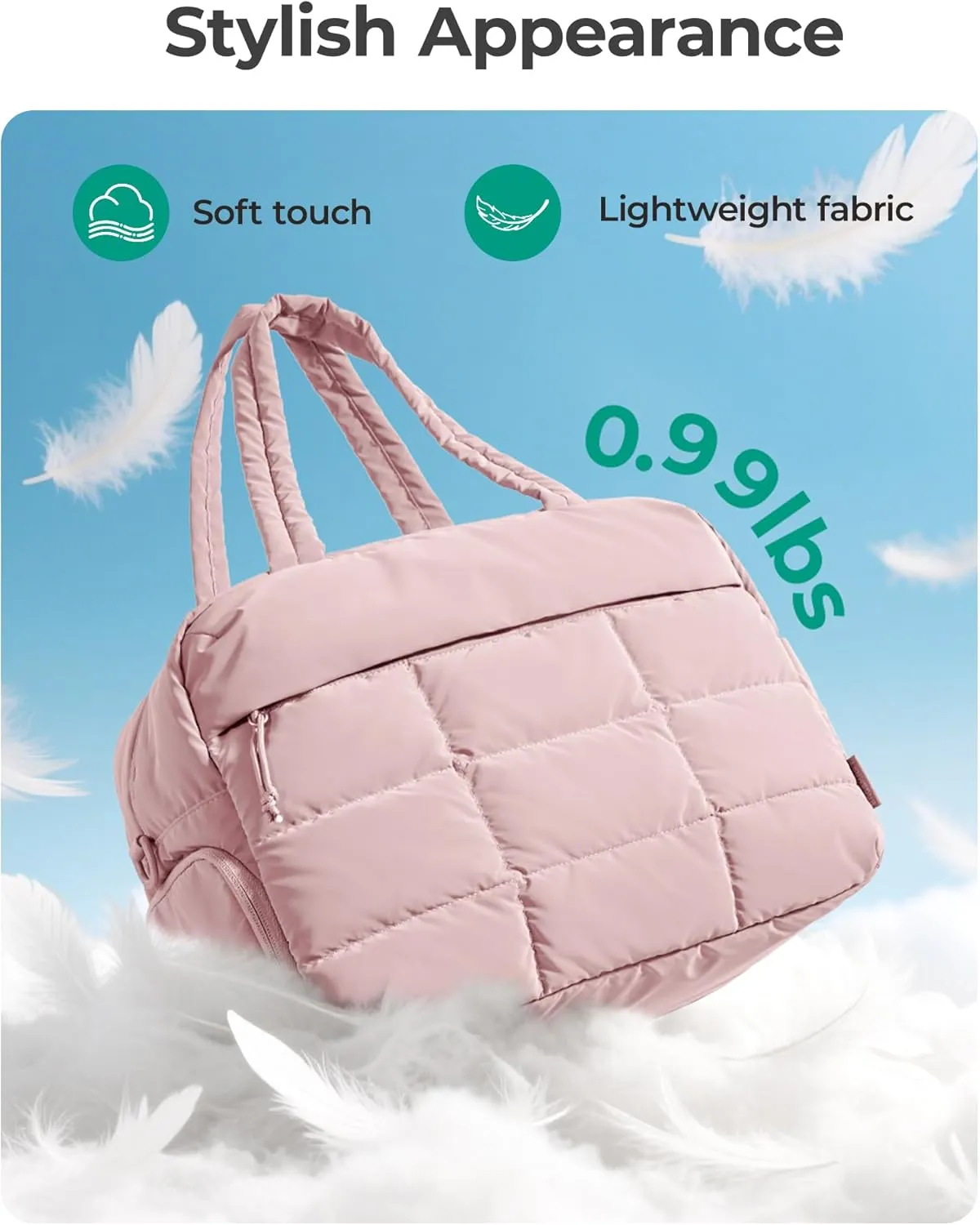 BAGSMART Small Gym Bag for Women, Carry on Travel Duffel Bag, Water-resistant Weekender with Shoe Compartment, Light Pink